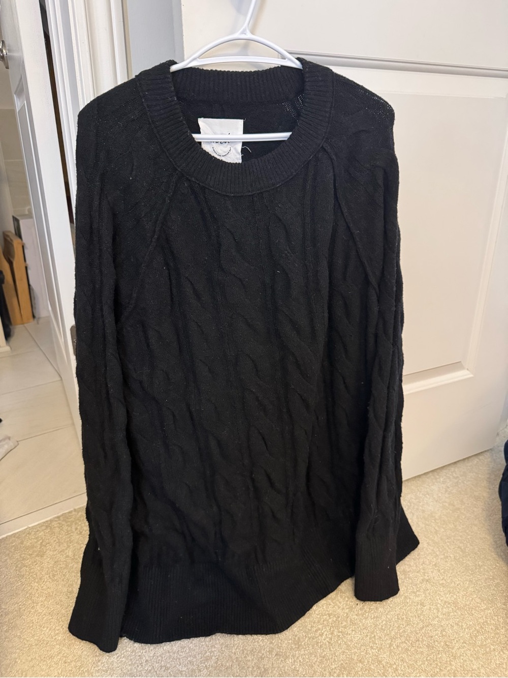 aerie Black Cable-Knit Turtleneck Sweater